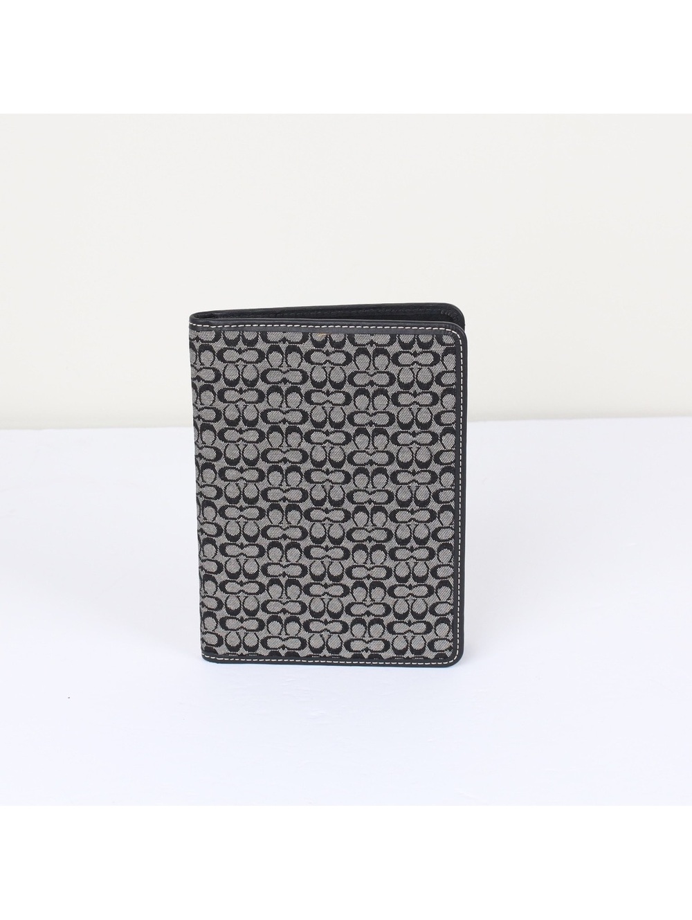 Coach Vintage Signature Black Jacquard Passport Case Holder Card Wallet Album